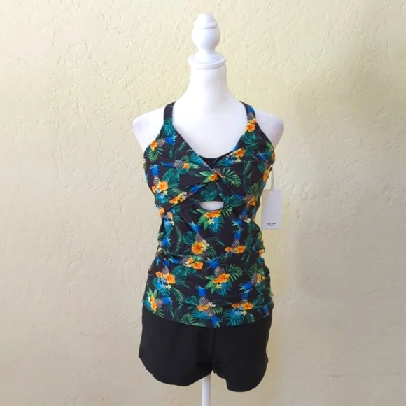 Amazon (Grace Karin) Pineapple Floral Halter Tankini Boy Shorts Swimsuit Medium - Picture 5 of 16